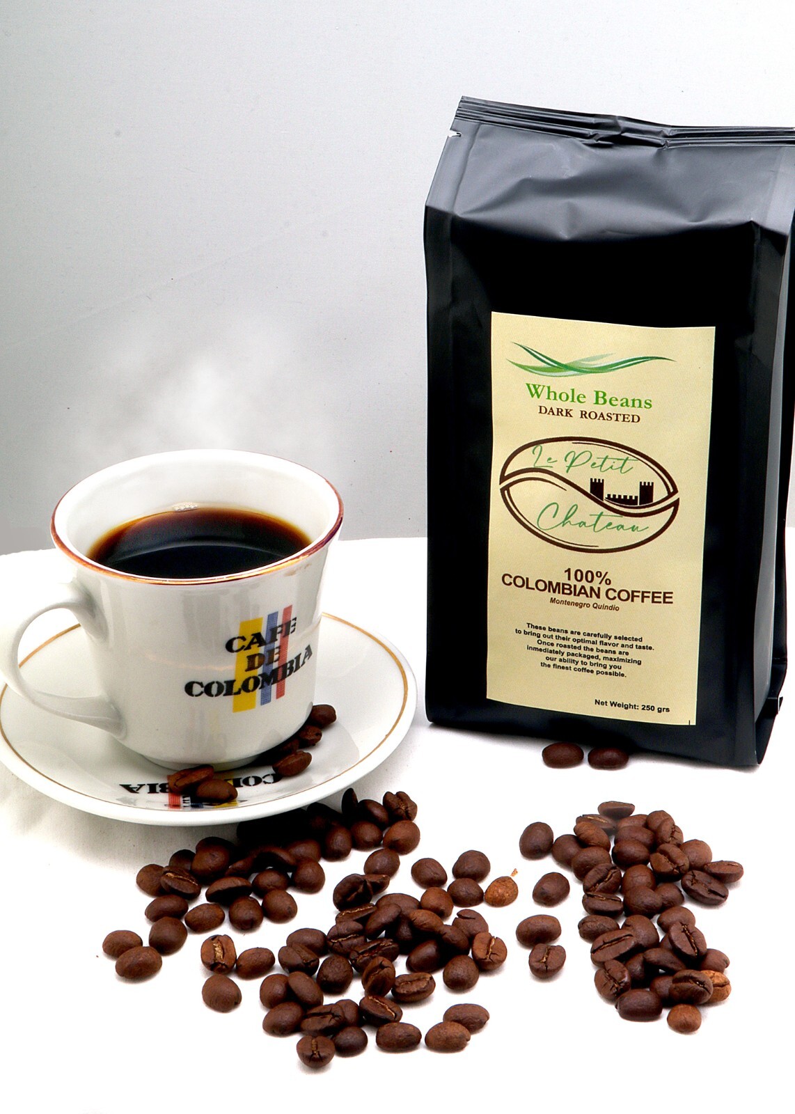 100% Colombian Coffee Whole Beans Dark Roasted