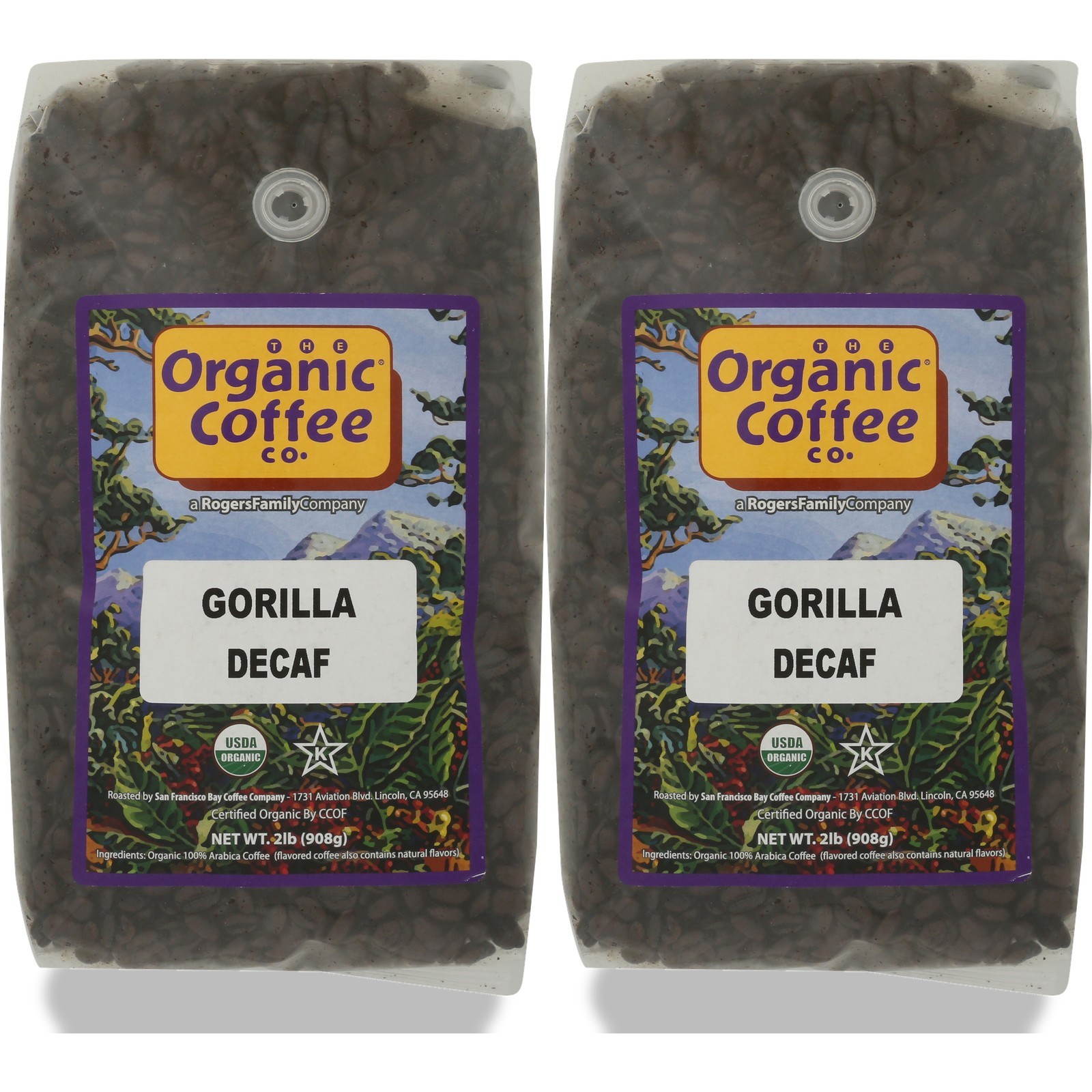 Gorilla Decaf Organic Coffee 2Lb Whole Beans Tea 2 Pack
