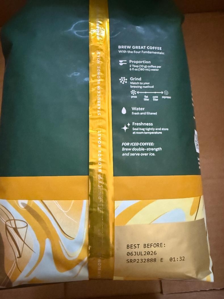 Starbucks Whole Coffee Beans, 2 bag Starbucks Blonde Espresso Roast Hot or Iced