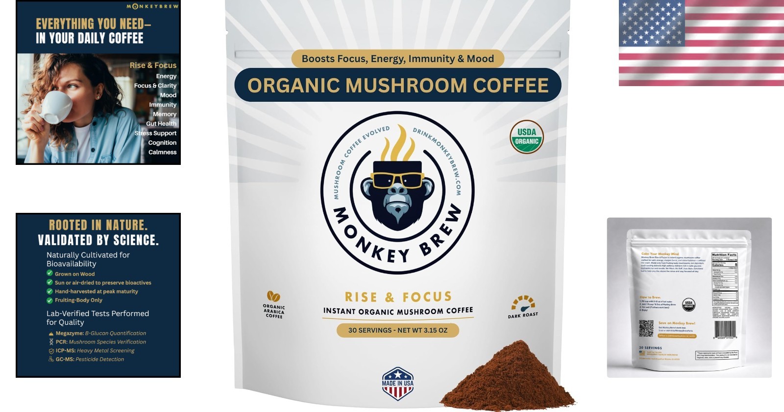 Mushroom Coffee: 30 Servings with Lion’s Mane & Turkey Tail for Immunity