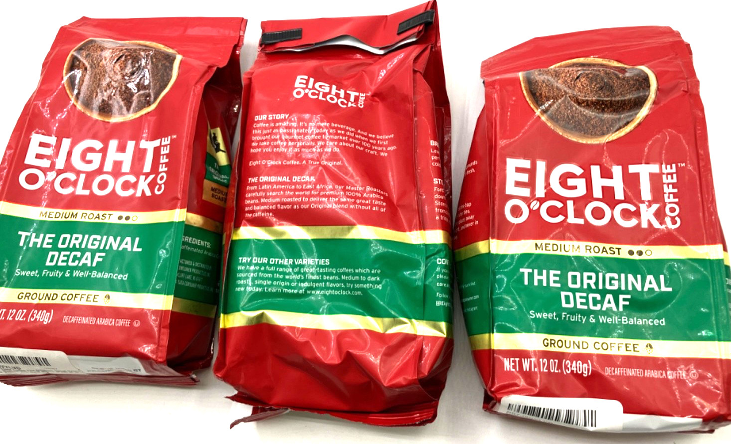3 Pack Eight O’Clock Coffee The Original Decaf Medium Roast Ground 12oz 7/8/2026