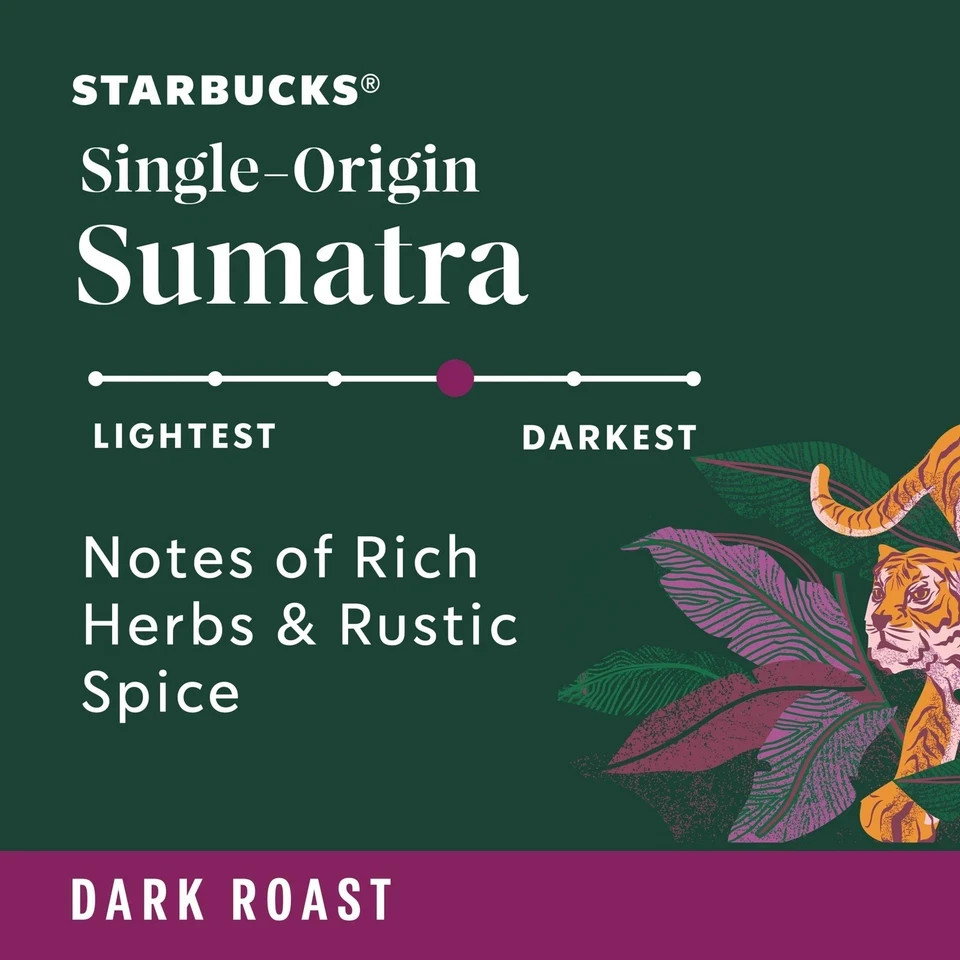 Starbucks Whole Bean Coffee Dark Roast Coffee Sumatra 100% Arabica 6 bags 12 …