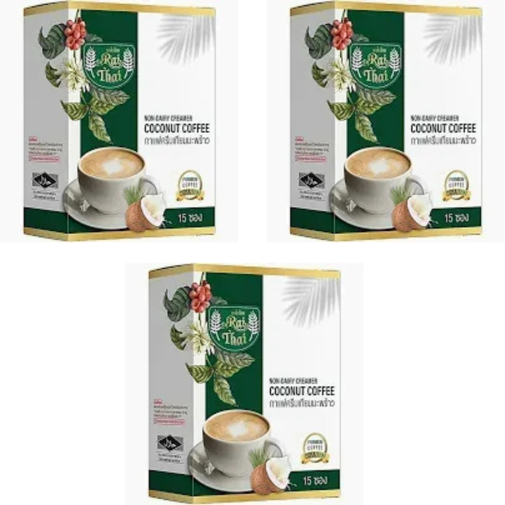 Thai Coconut Coffee Mix Instant Powder Non Dairy Low Sugar x 3 Box