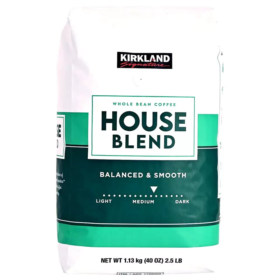 Kirkland Signature House Blend Whole Bean Coffee, Medium Roast, 2.5 lbs