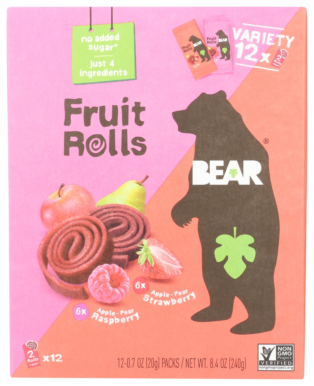 Bear Fruit Rolls Variety 0.7 Oz Snack 5 Pack