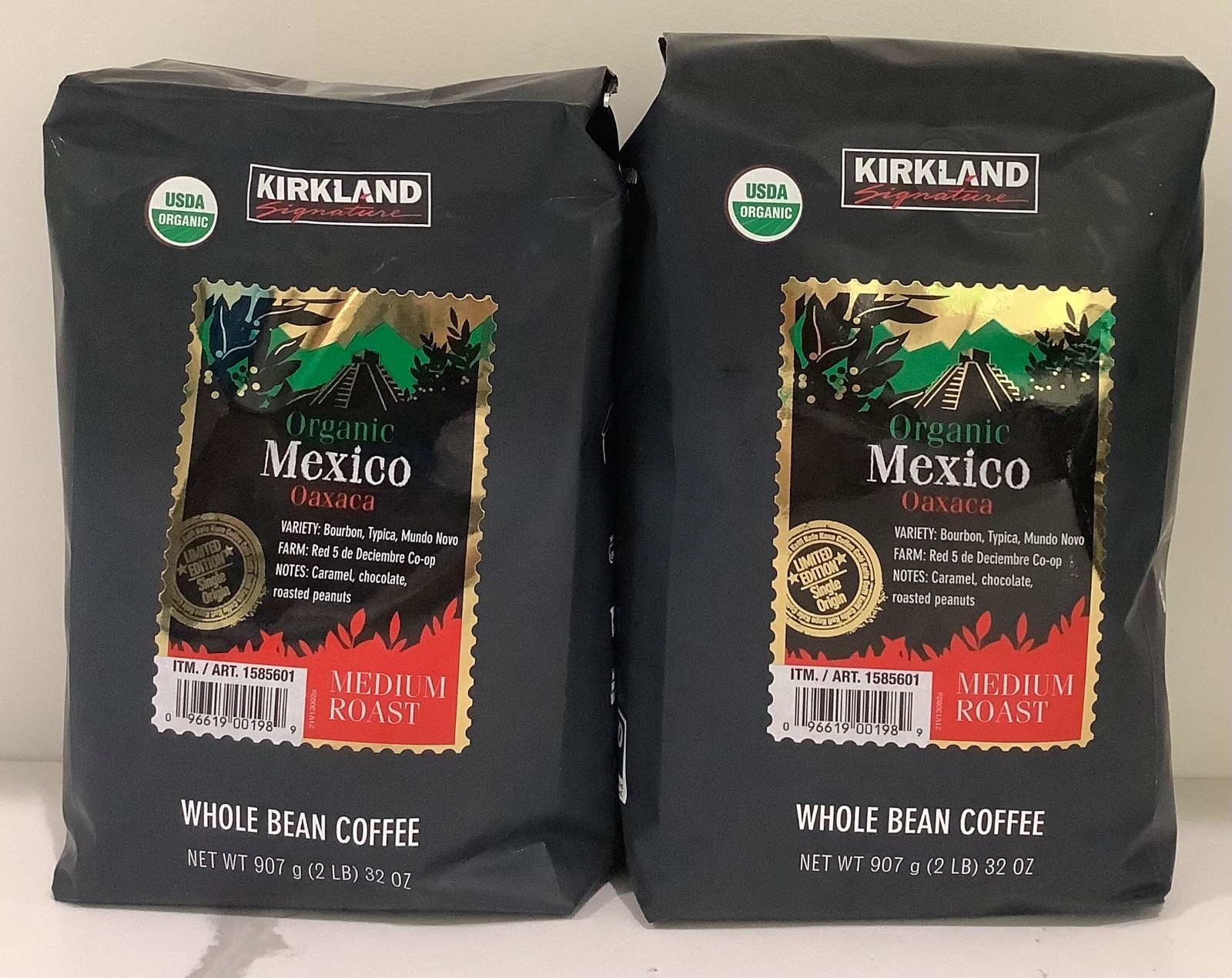 2 X Kirkland Signature Organic Mexico Medium Roast Whole Bean Coffee, 32 Oz-5/27