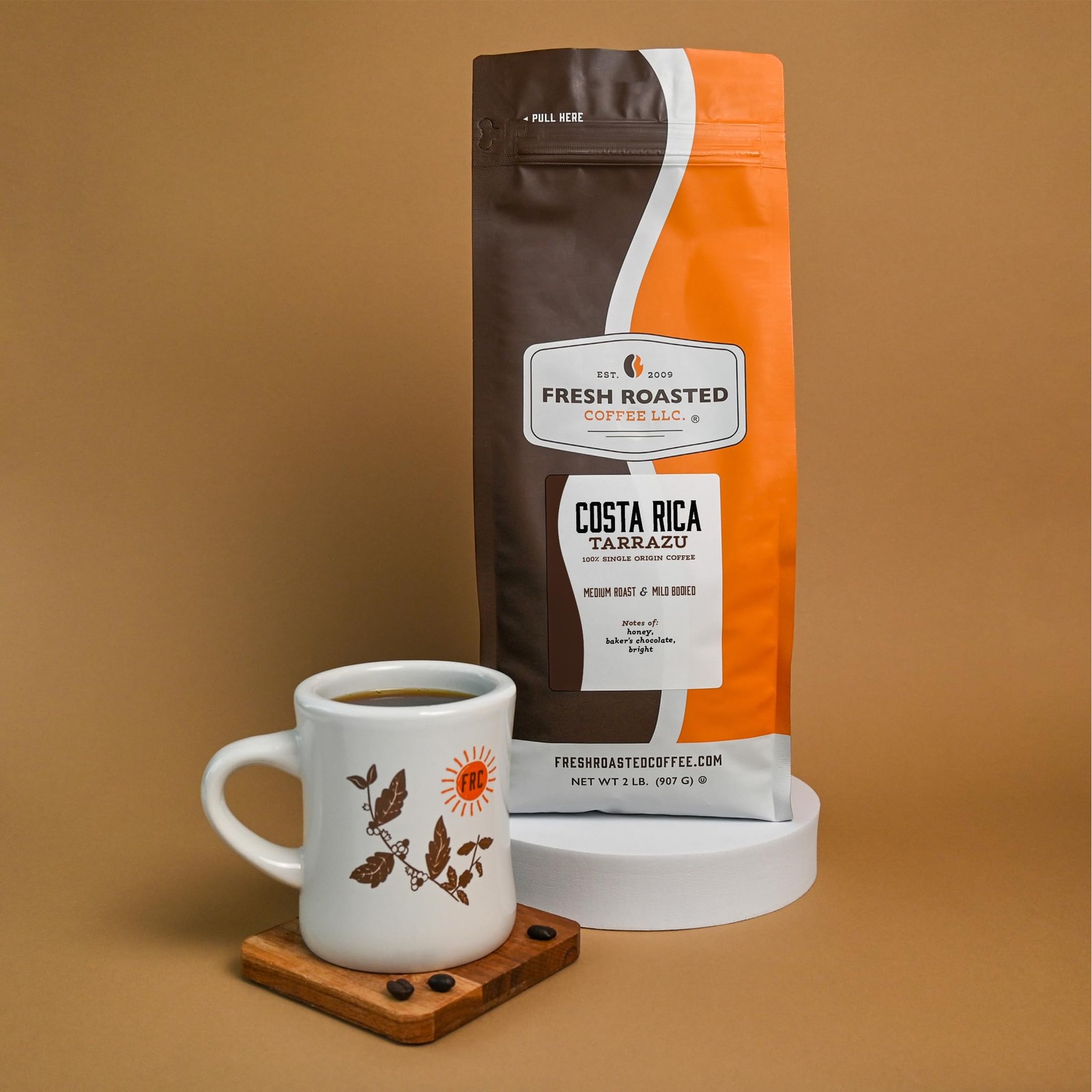 Fresh Roasted Coffee Costa Rican Tarrazu Whole Bean Coffee Medium Roast Kosher