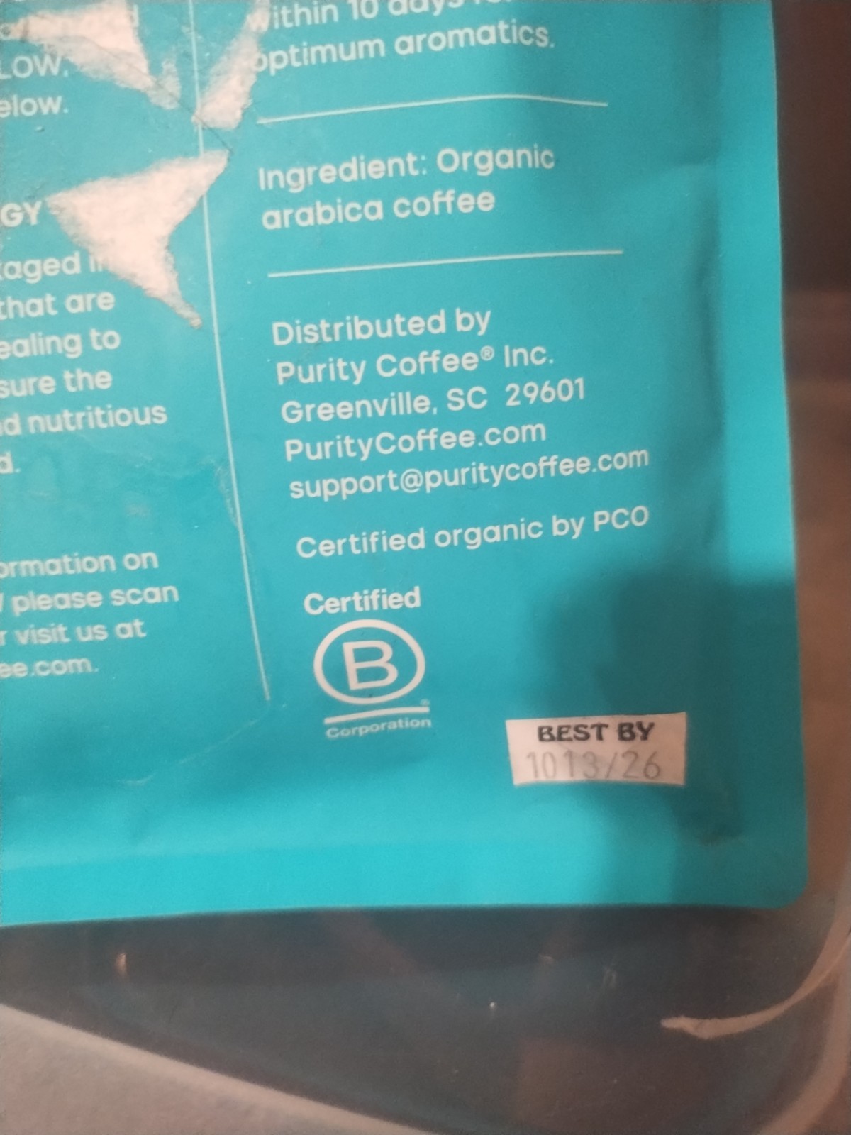 Purity Coffee Flow USDA Organic Medium Roast Whole Bean 12oz
