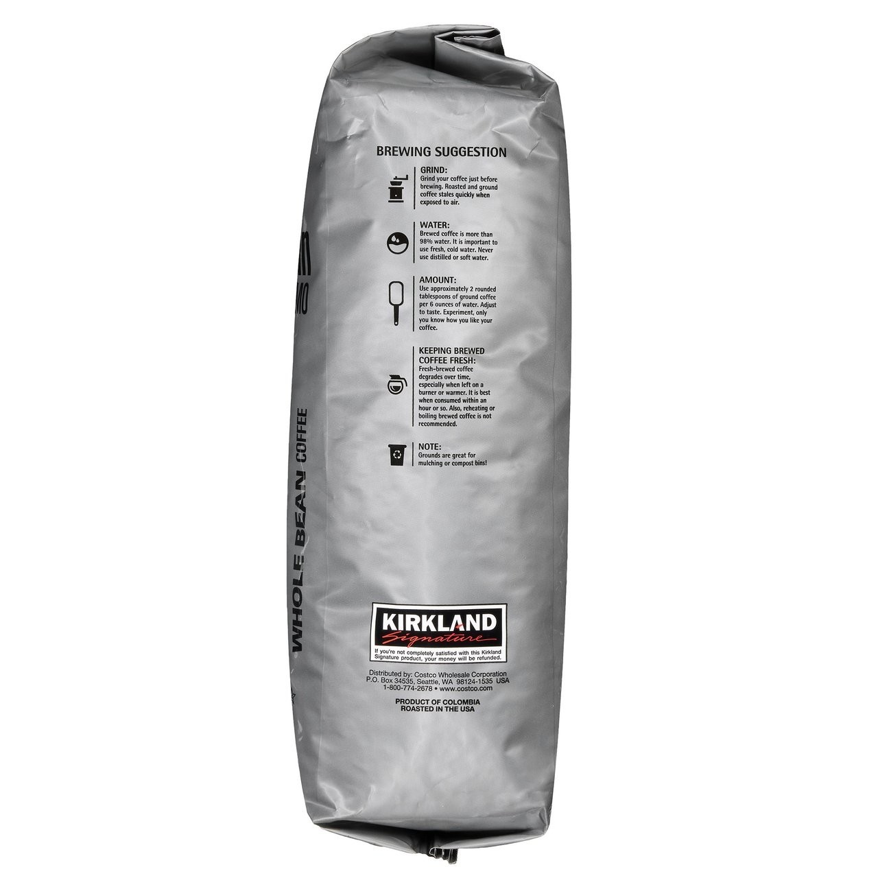 Kirkland Signature Colombian Supremo Coffee Whole Bean 3 Lbs EXP 08/2027