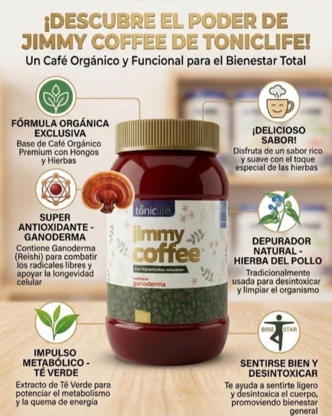 Jimmy Coffee Tonic Life Potente Antioxidante Ganoderma