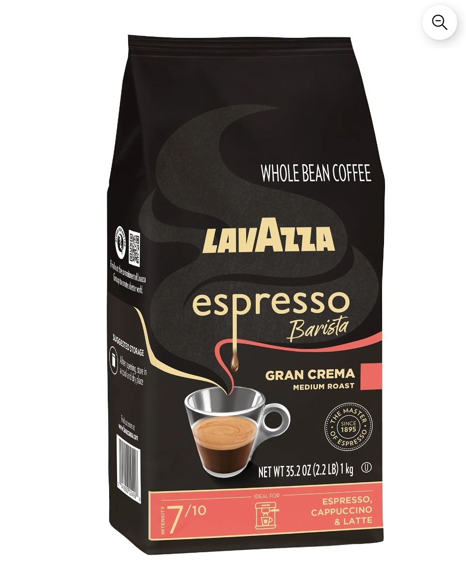 Lavazza Espresso Barista Gran Crema Whole Bean Coffee, Medium Roast 2.2 lb Bag