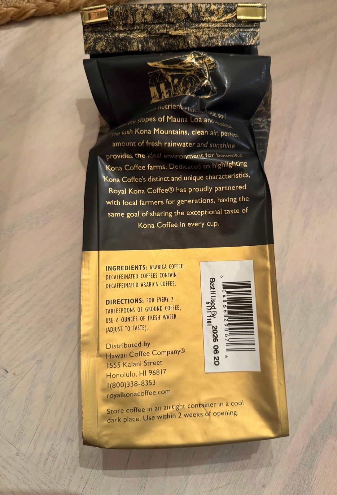 2 pk Hawaii ROYAL 100% KONA Coffee WHOLE BEAN PRIVATE RESERVE Medium Roast 7oz