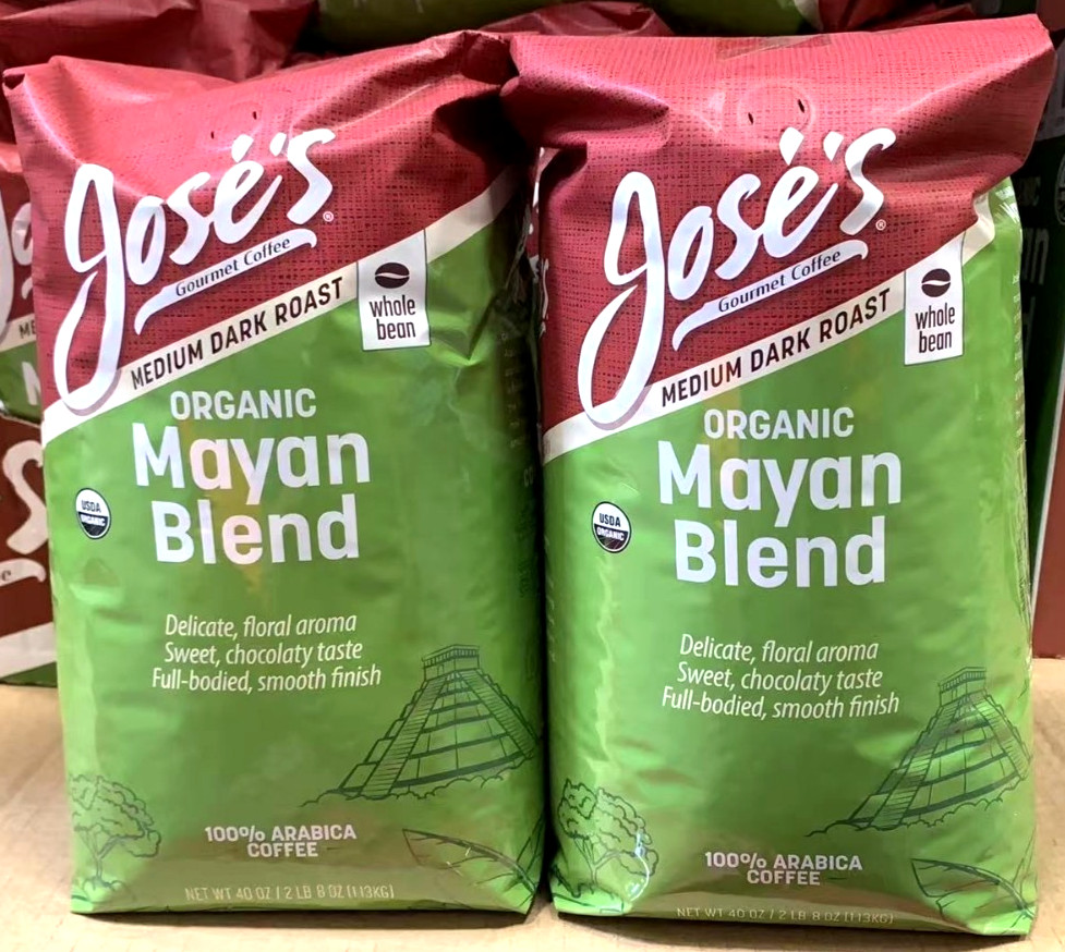 2 Packs Jose’s 100% Organic Mayan Whole Bean Coffee 2.5 LB Each, Total 5 LBS