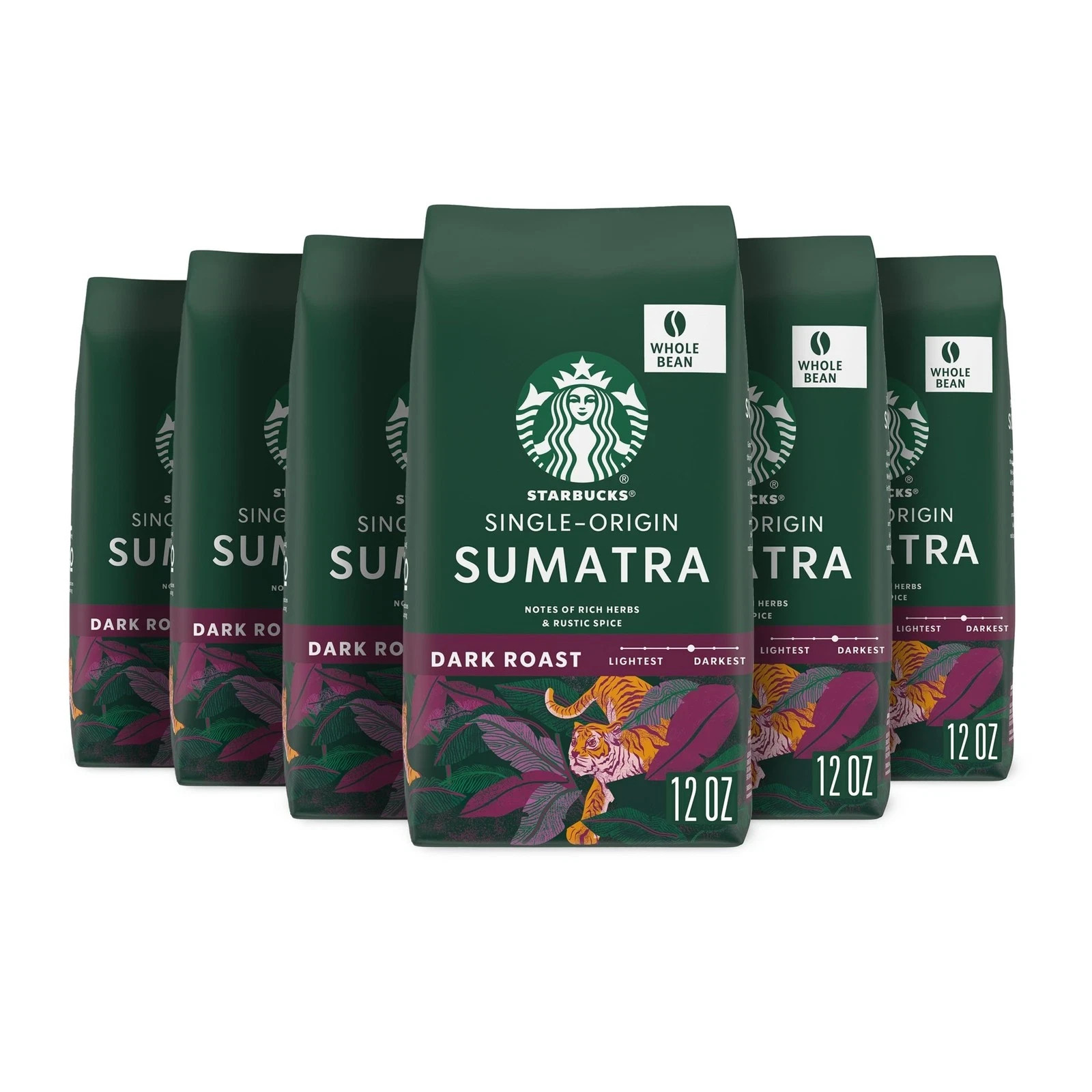 Starbucks Whole Bean Coffee Dark Roast Coffee Sumatra 100% Arabica 6 bags 12 …