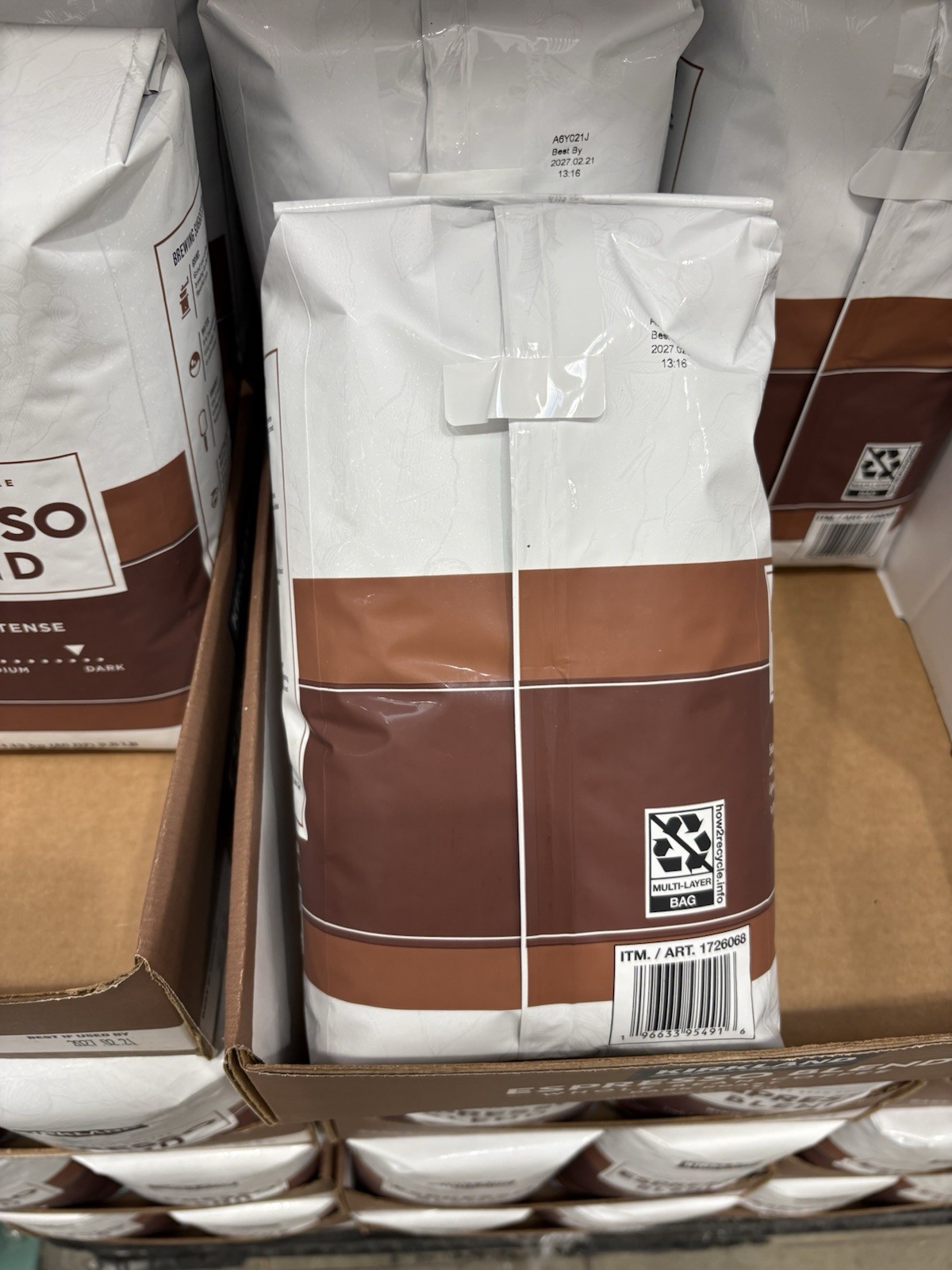 2pack Kirkland Signature Espresso Blend Whole Bean Coffee Dark Roast, 2.5 Pounds