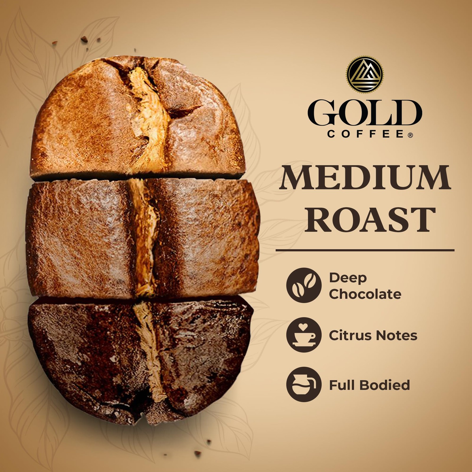 Gold Coffee Co. Blue Mountain Premium Blend Medium Roast, Whole Bean 100% Ar…
