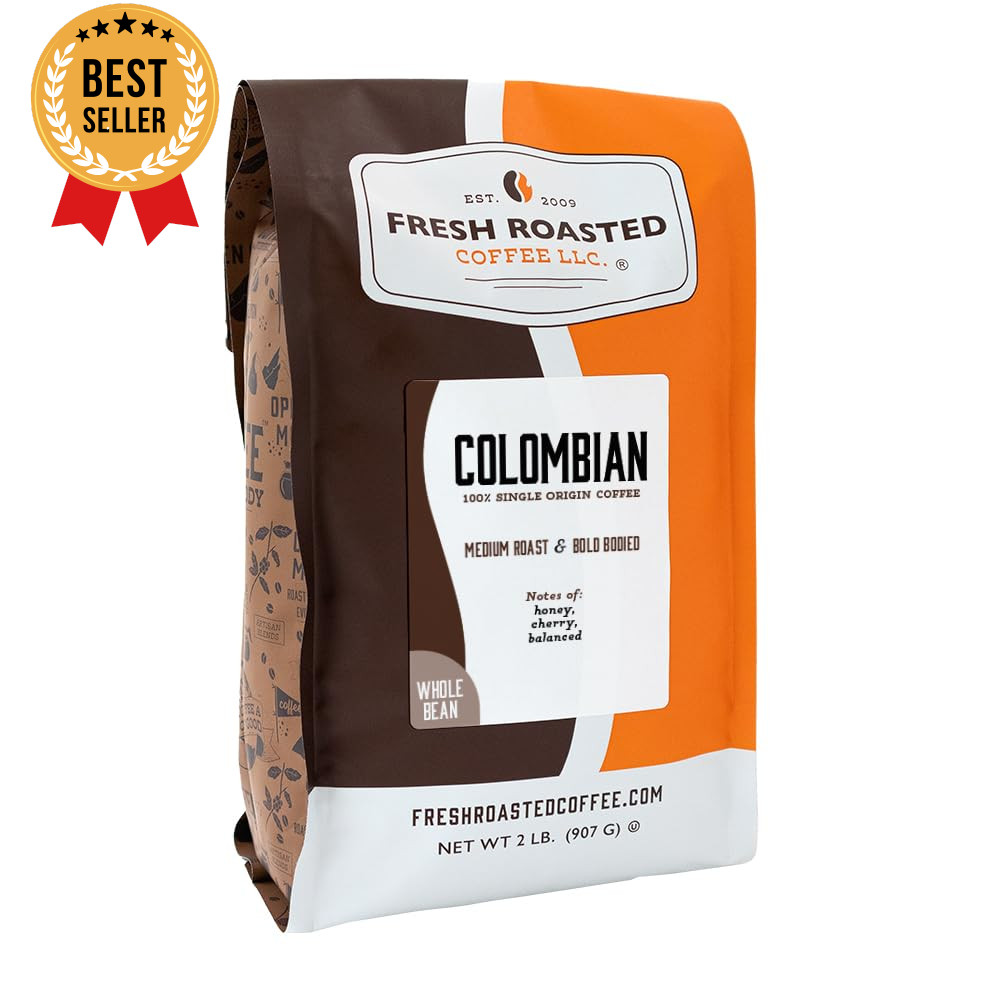 100% Colombian Whole Bean Coffee Medium Roast 2lb Kosher Coffee Beans