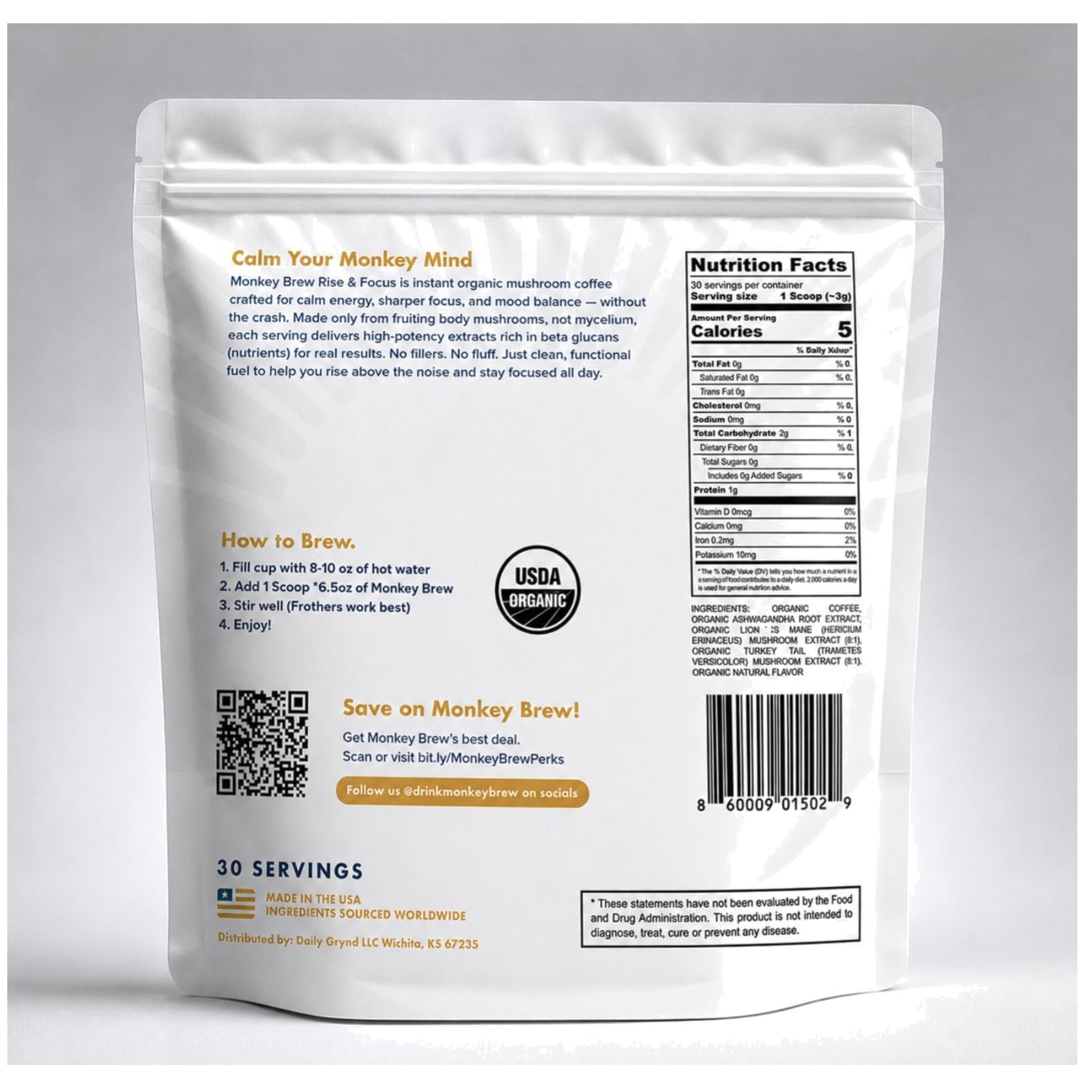 Organic Mushroom Coffee Powder Supports Focus & Energy