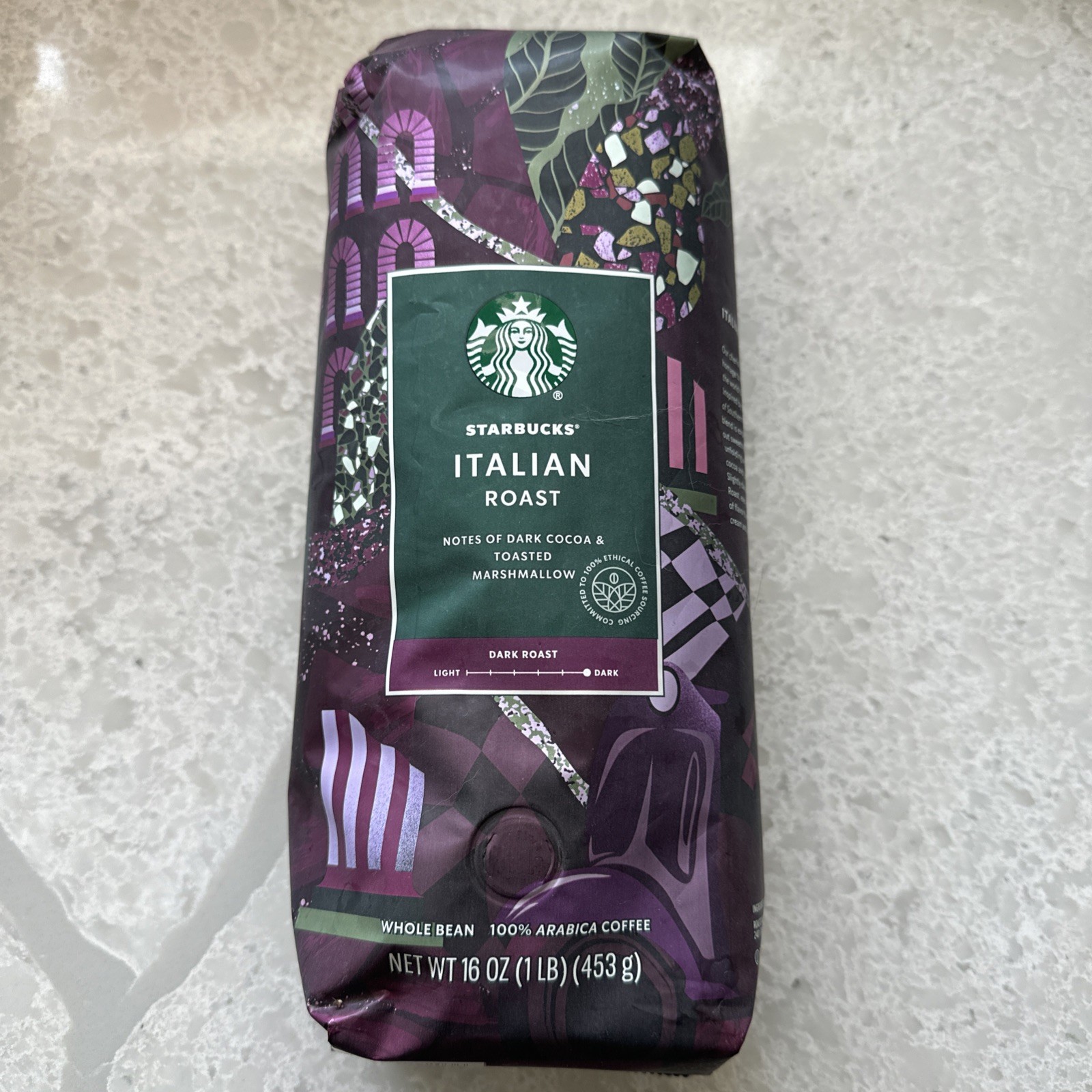 Starbucks Italian Dark Roast Whole Bean Coffee 1lb / 16oz Exp Jun/24/2026
