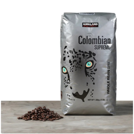 Kirkland Signature Colombian Supremo Coffee, Whole Bean, 3 lbs