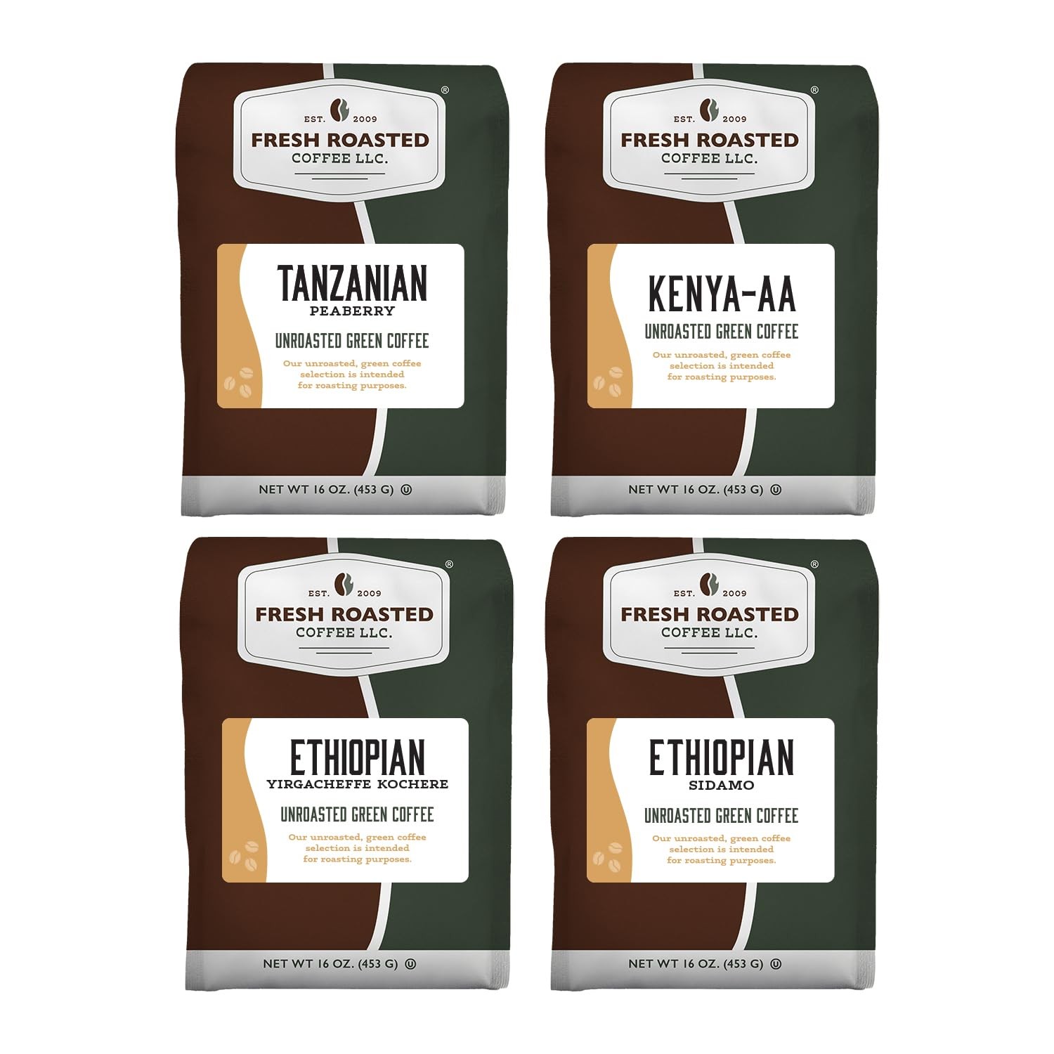 , African Unroasted Green Coffee Beans Home Roasting Starter Kit, Variety 4-P…
