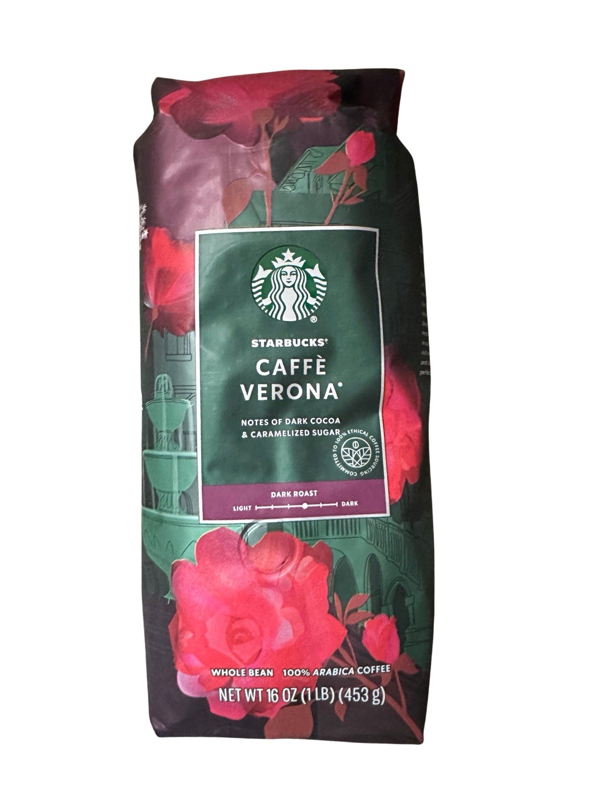 Starbucks Caffe Verona Dark Roast Whole Bean Coffee 1lb Bag | EXP JUL 28 2026