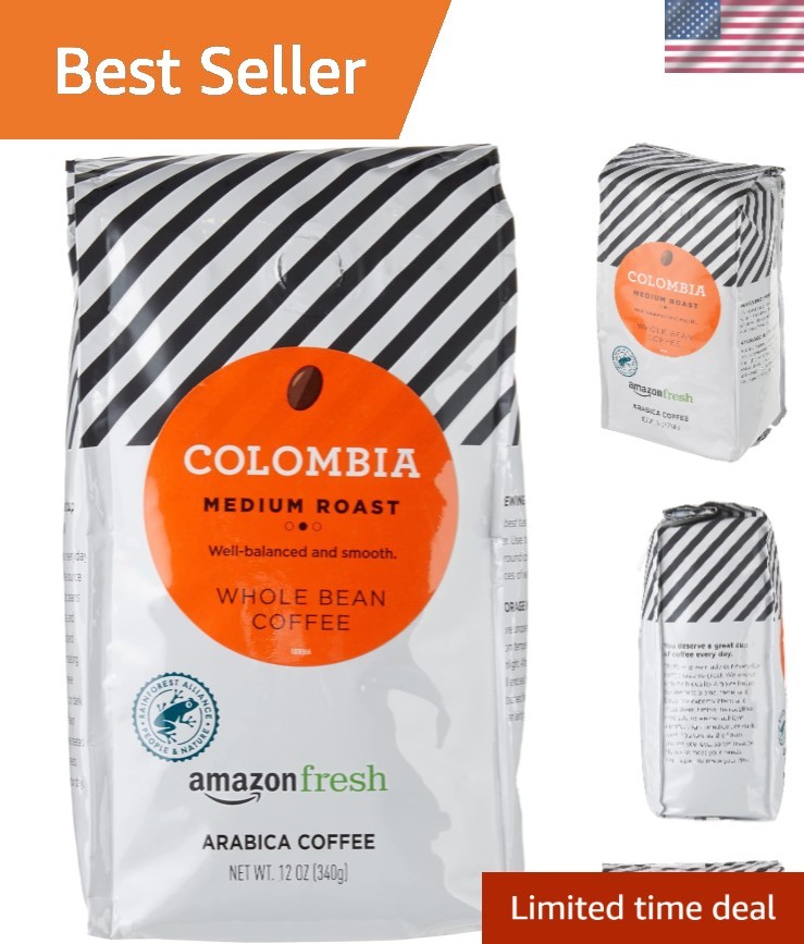 Colombia Whole Bean Coffee – Medium Roast, 12oz Pack of 3 | Smooth & Flavorful