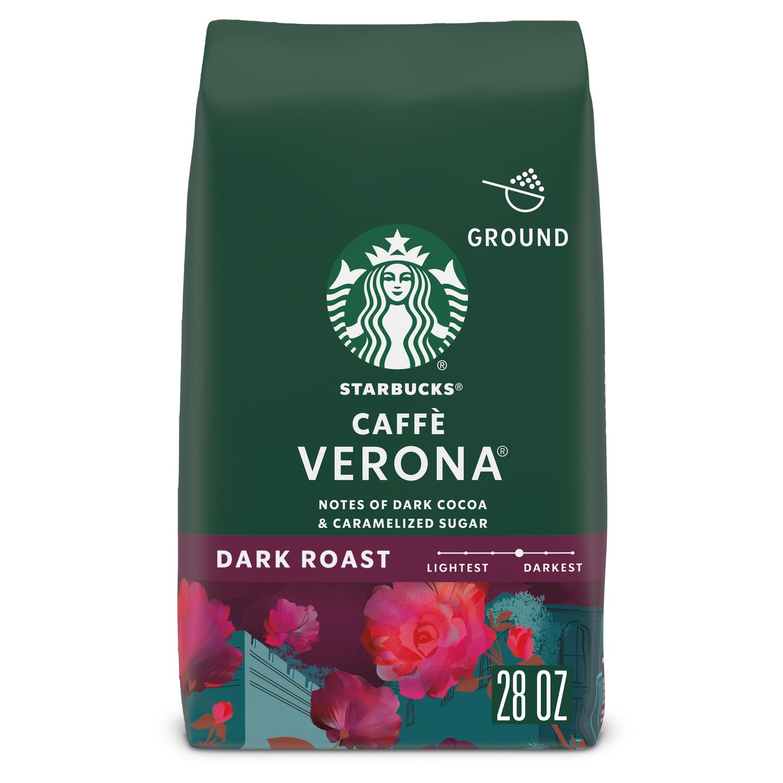 Starbucks Ground Coffee, Dark Roast Hot or Iced Coffee, Caffè Verona, 28 oz