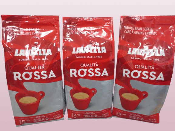 LAVAZZA QUALITA ROSSA WHOLE BEAN COFFEE BLEND 5/10 MEDIUM ROAST 340G LOT OF 3