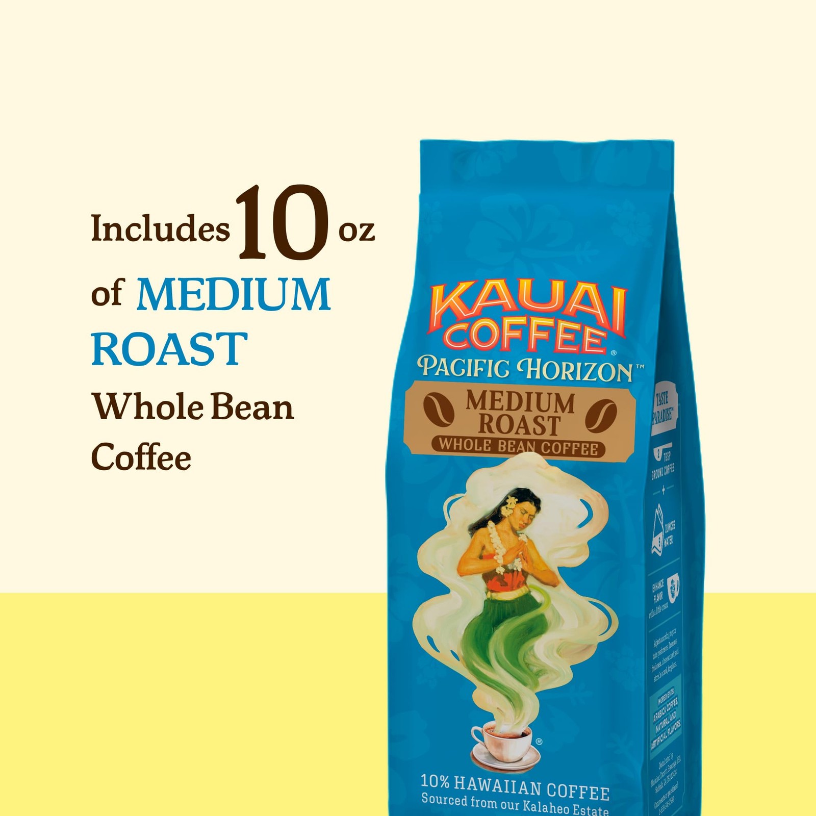 Kauai Whole Bean Coffee, Koloa Estate Medium Roast 100 Arabica, 10 Ounces