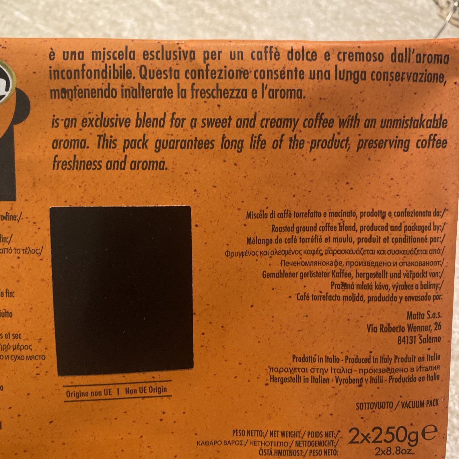 Caffe Motta Italian Gusto Forte Ground Coffe 2- 8.8 Oz Packs 17.6 Oz 500g