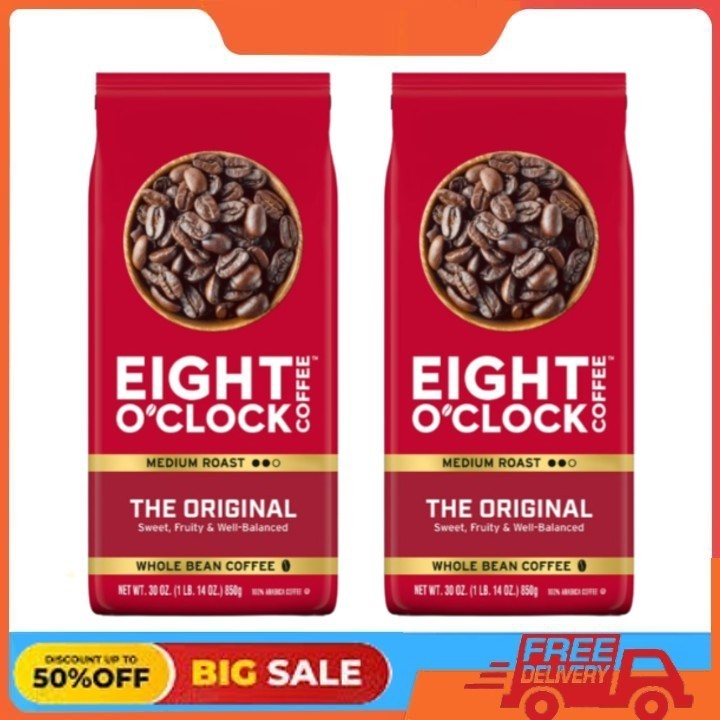 2 Pack Eight O’Clock The Original, Medium Roast, Whole Bean Coffee 30oz