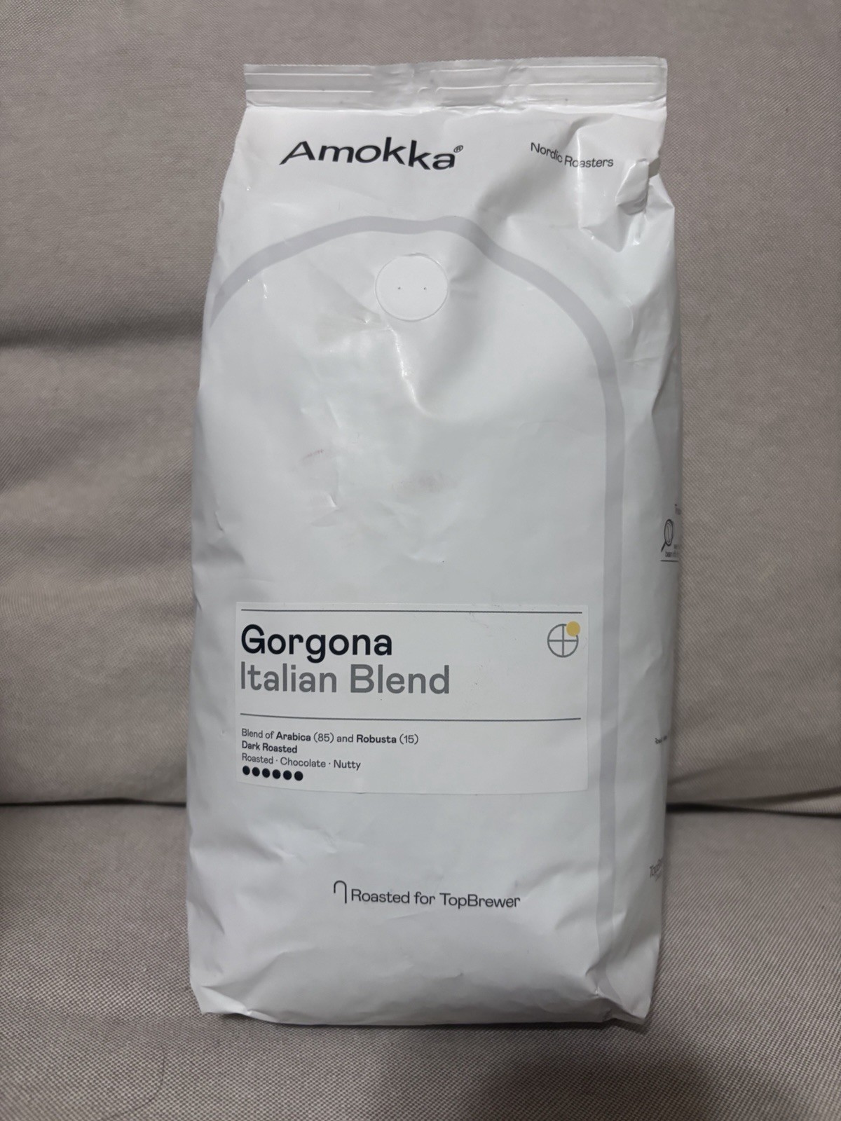 Amokka Gorgona Italian Blend Coffee Beans 1000g Whole Bean Dark Roast NEW Sealed