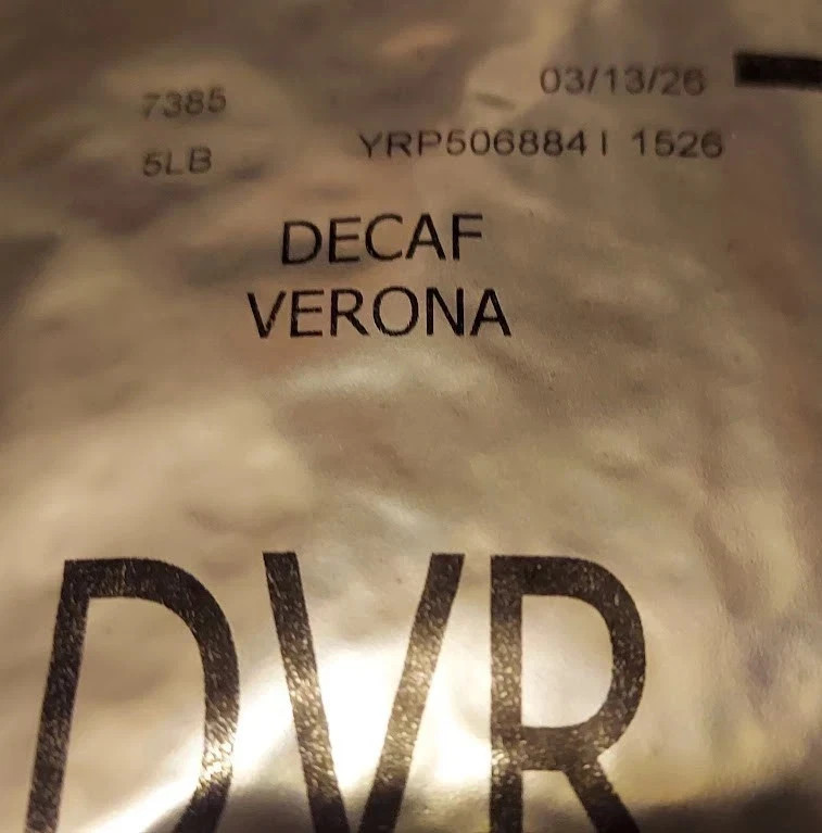 Starbucks Premium Decaf Verona 5 lb Bag Coffee Whole Beans 3/26 Factory Sealed