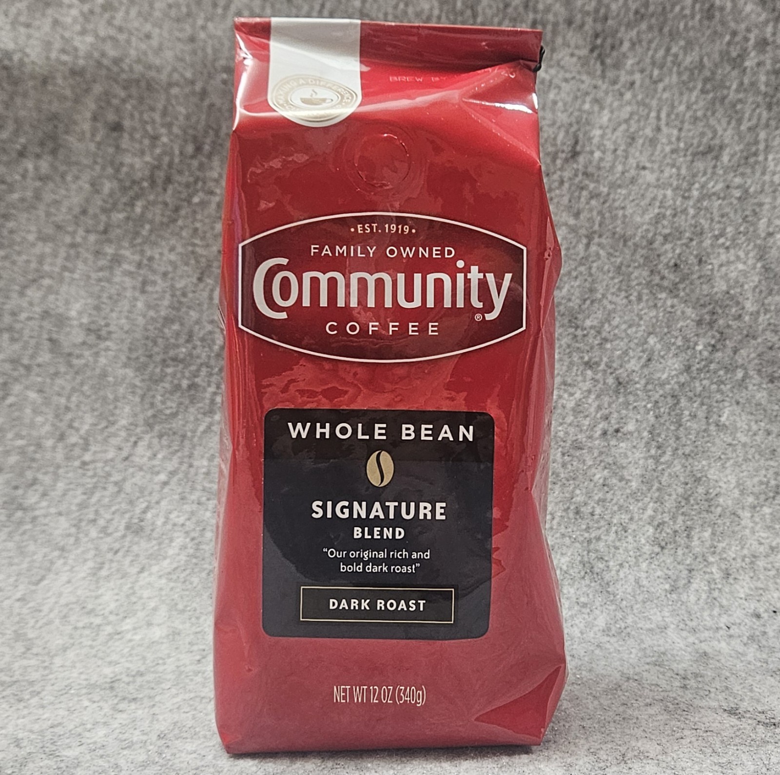 Signature Blend Whole Bean Coffee, Dark Roast, 12 oz Bag (Pack of 1)