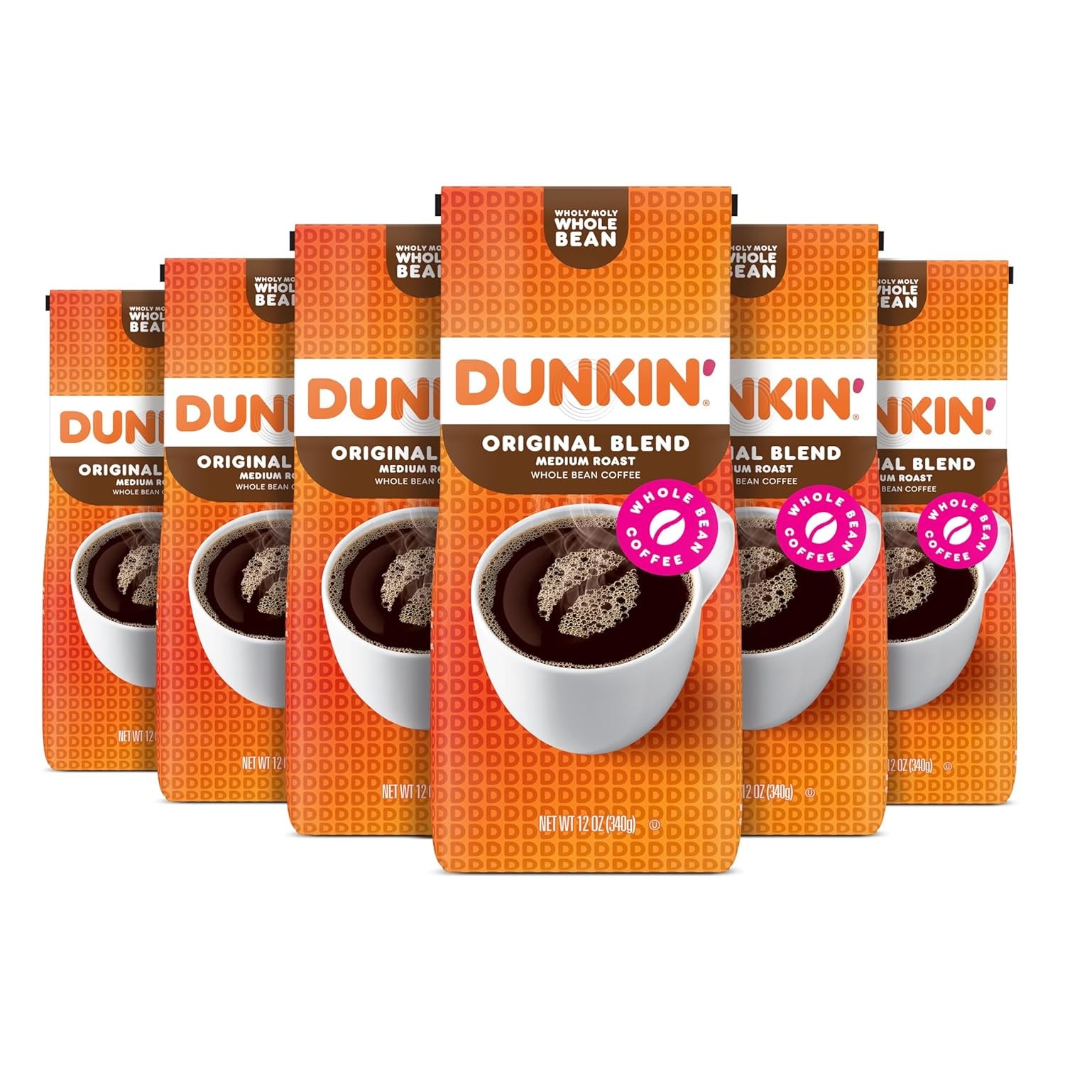 Dunkin’ Original Blend Medium Roast Whole Bean Coffee 12 Ounces Pack of 6)