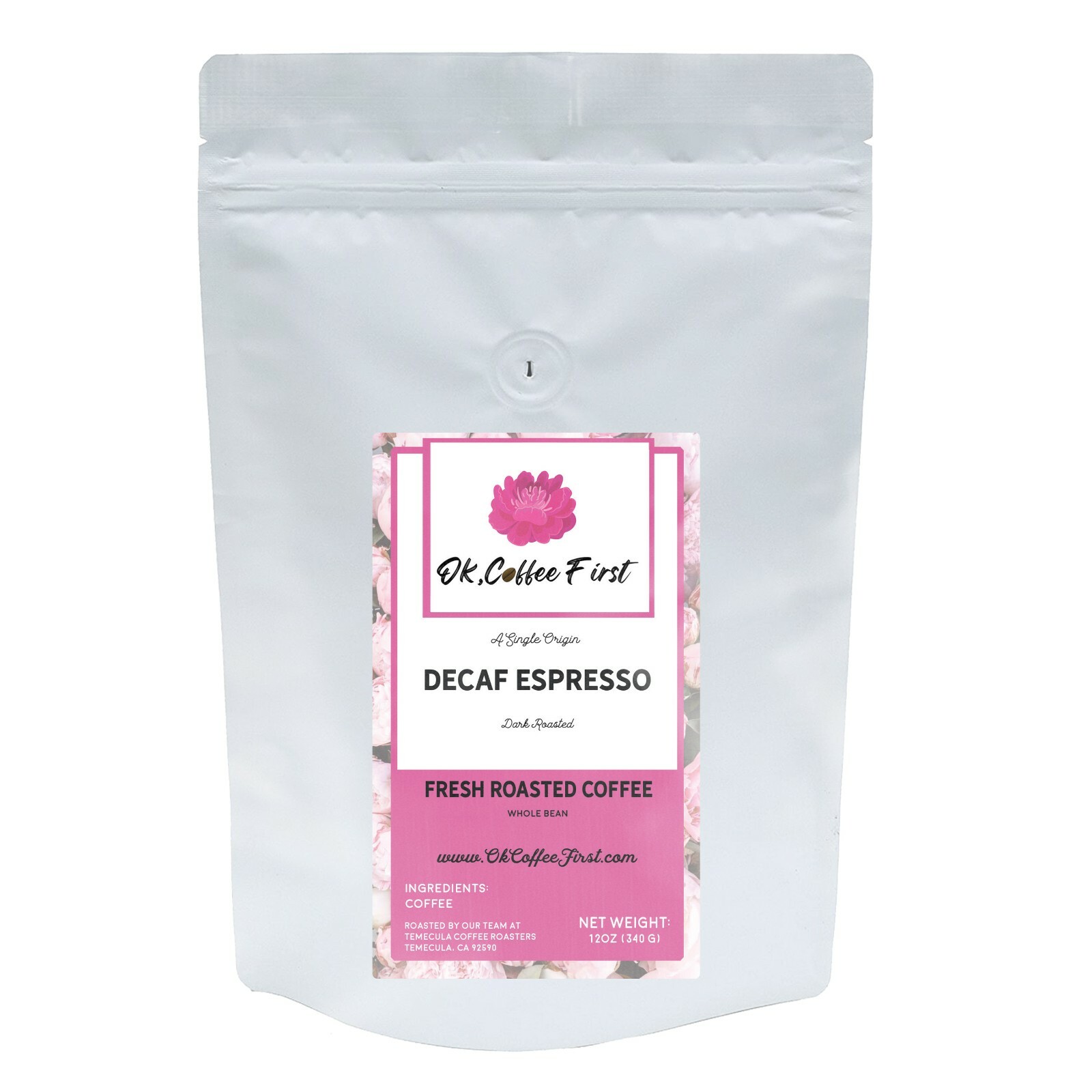 100% Organic Decaf Espresso Coffee Dark Roast Whole Bean Fresh Roasted 12 oz