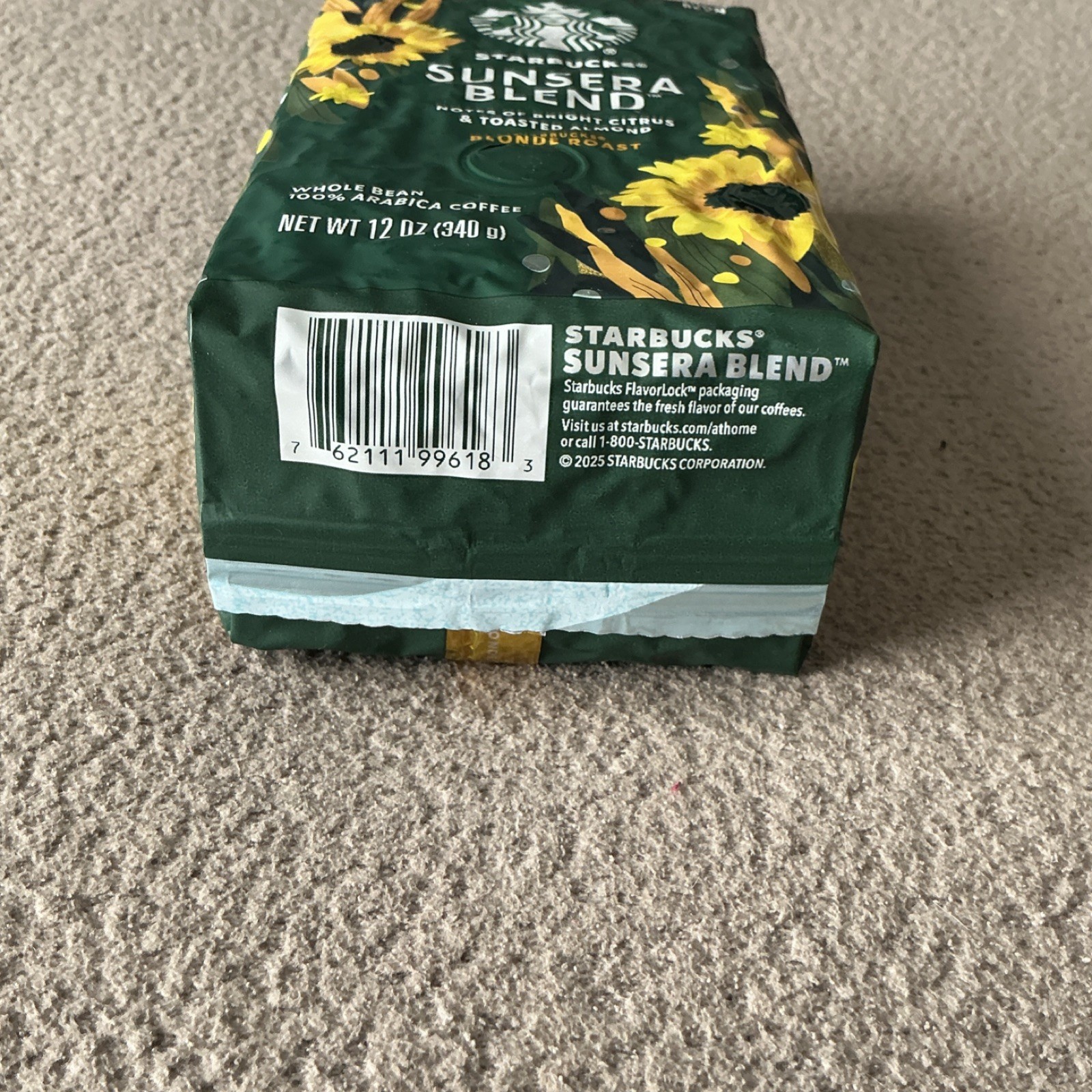 Starbucks Sunsera Blend Whole Bean Coffee Blonde Roast Citrus Almond 12 oz