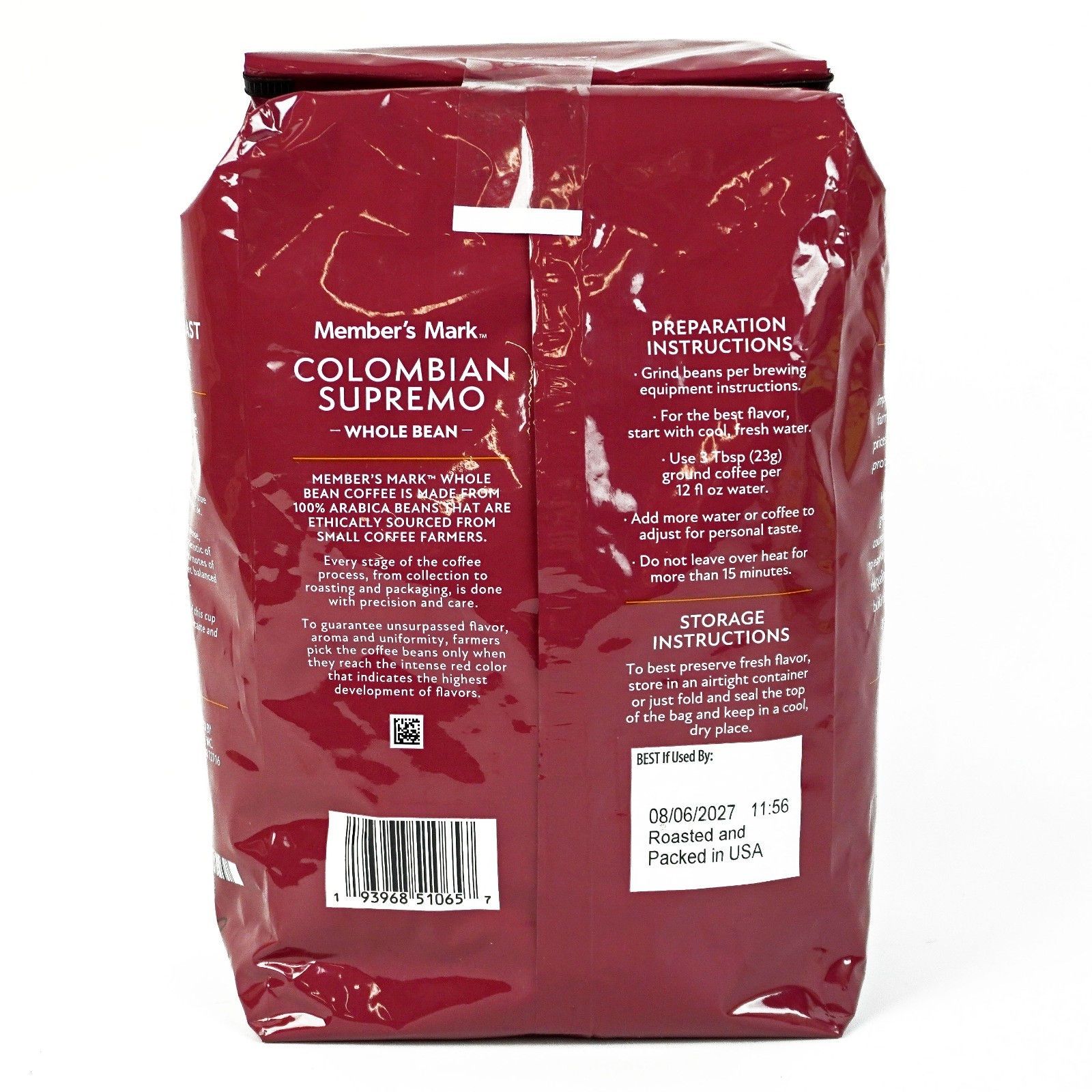 Member’s Mark Colombian Supremo Whole Bean Coffee 40 oz. Bag (x3) -E