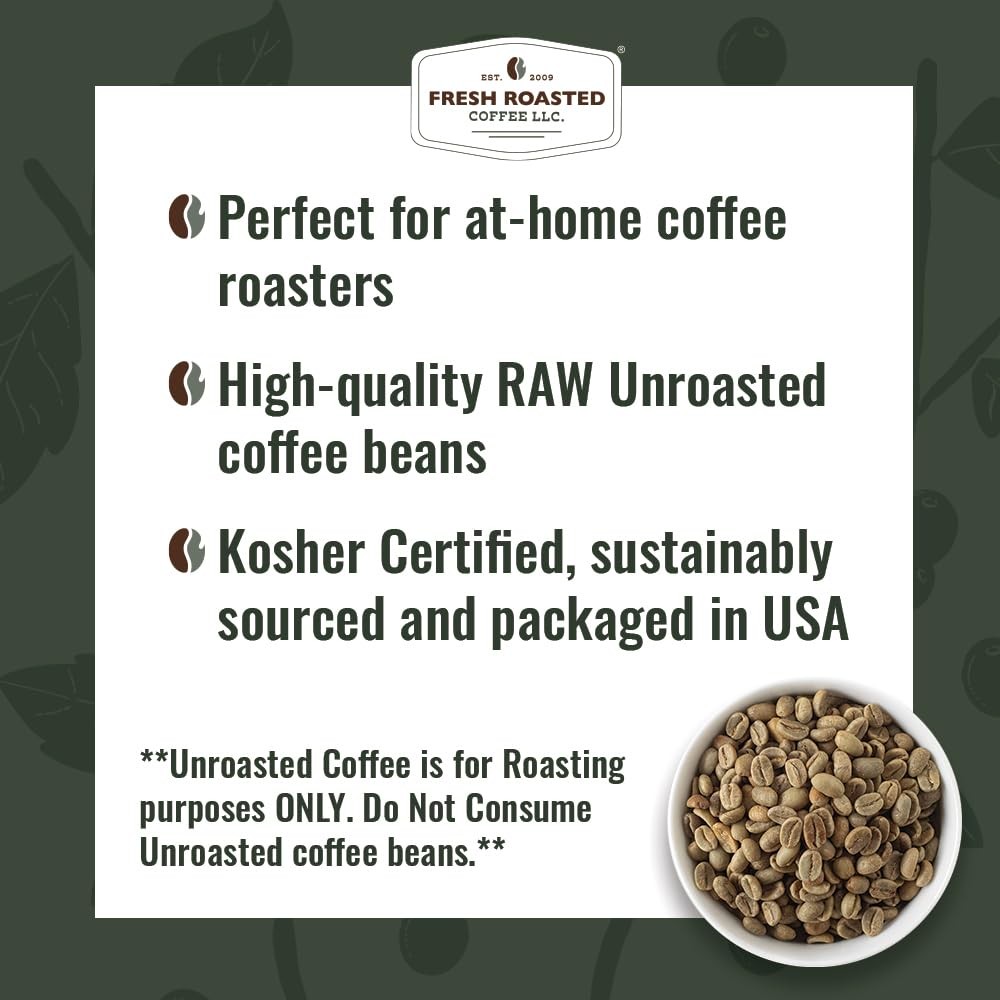 Fresh Roasted Coffee, Unroasted Costa Rican Tarrazu, Kosher, 5 Pound