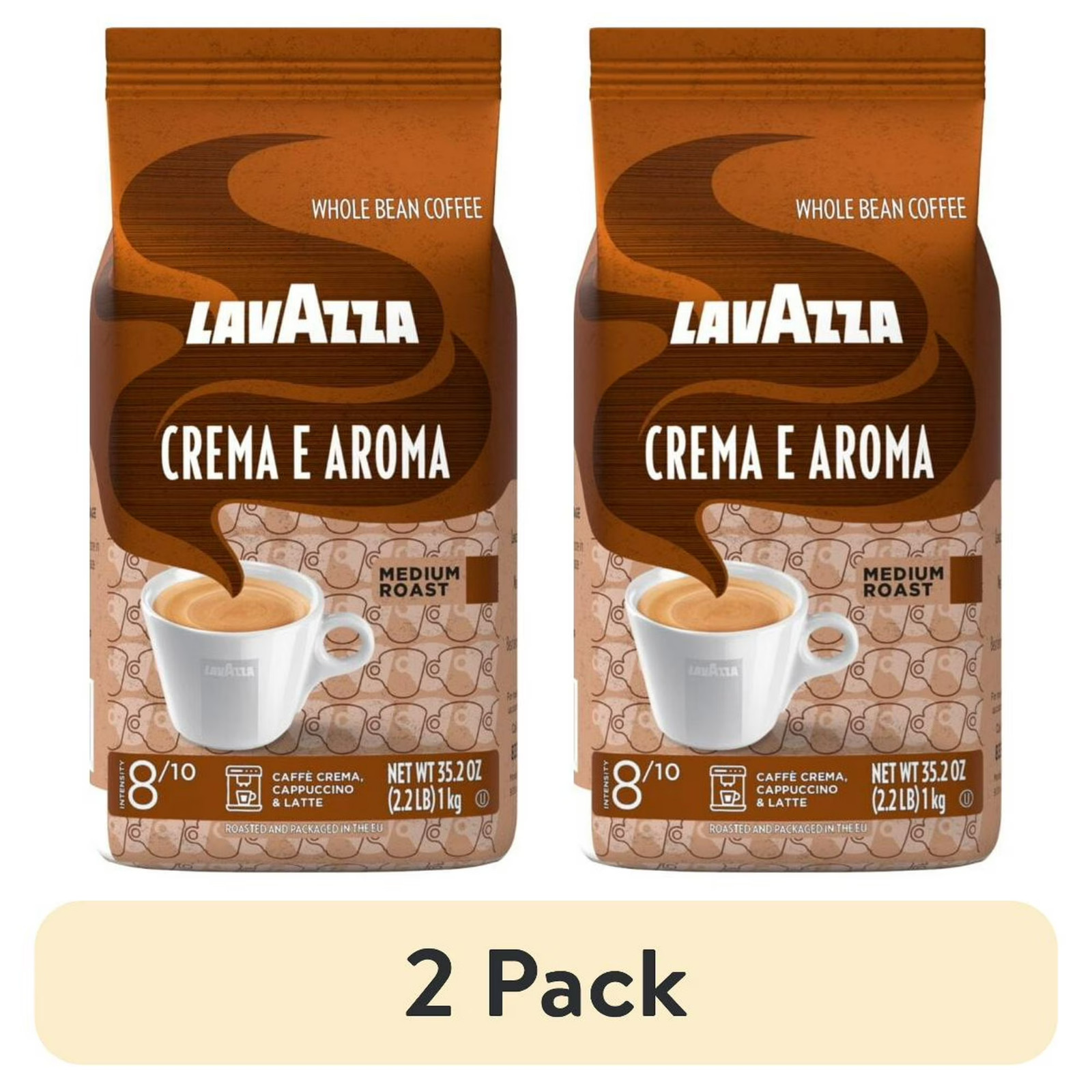 Lavazza Crema e Aroma Whole Bean Coffee, Medium Roast, 2.2 lb Bag (2 pack) NEW