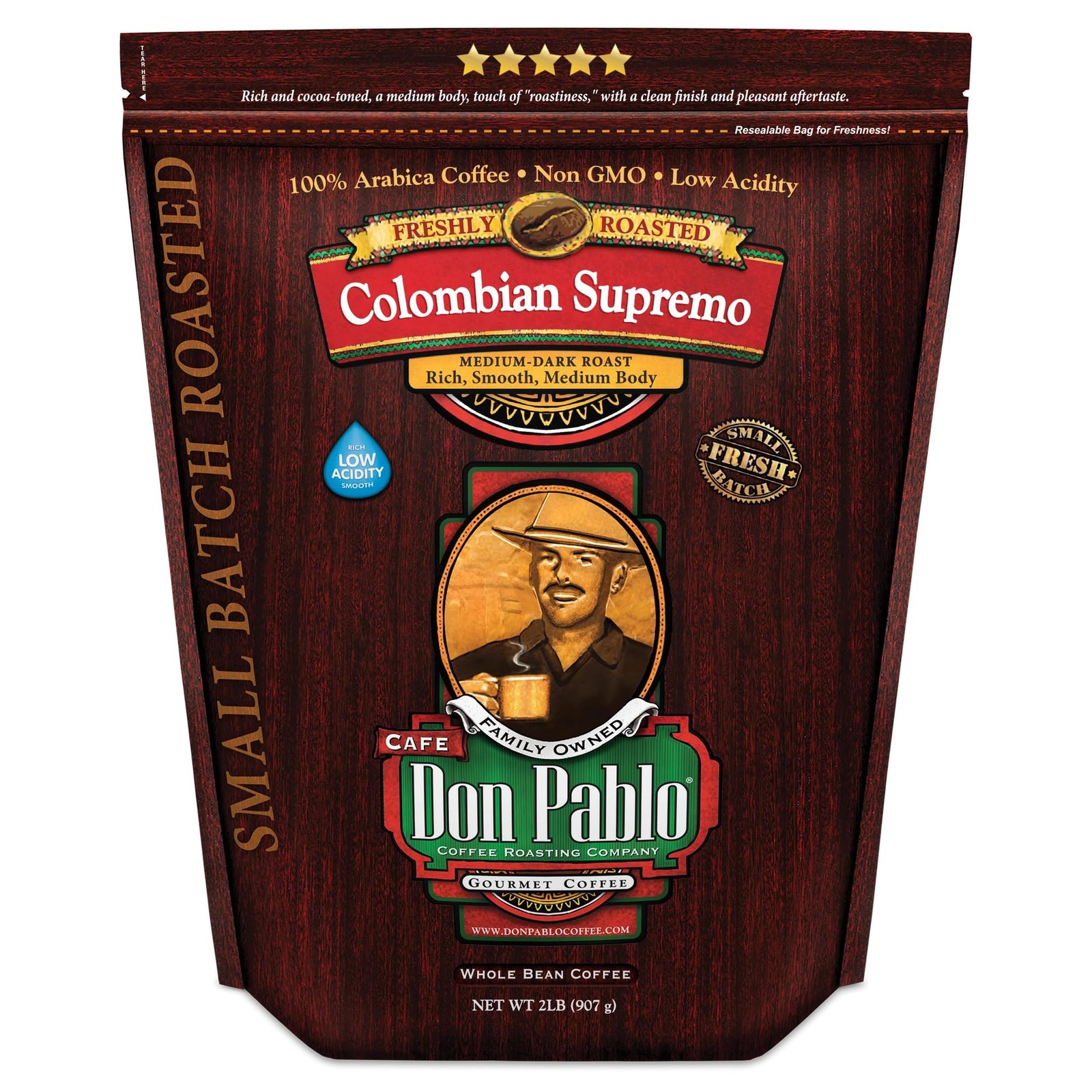 Don Pablo Colombian Supremo – Medium-Dark Roast – Whole 32 Ounce (Pack of 1)
