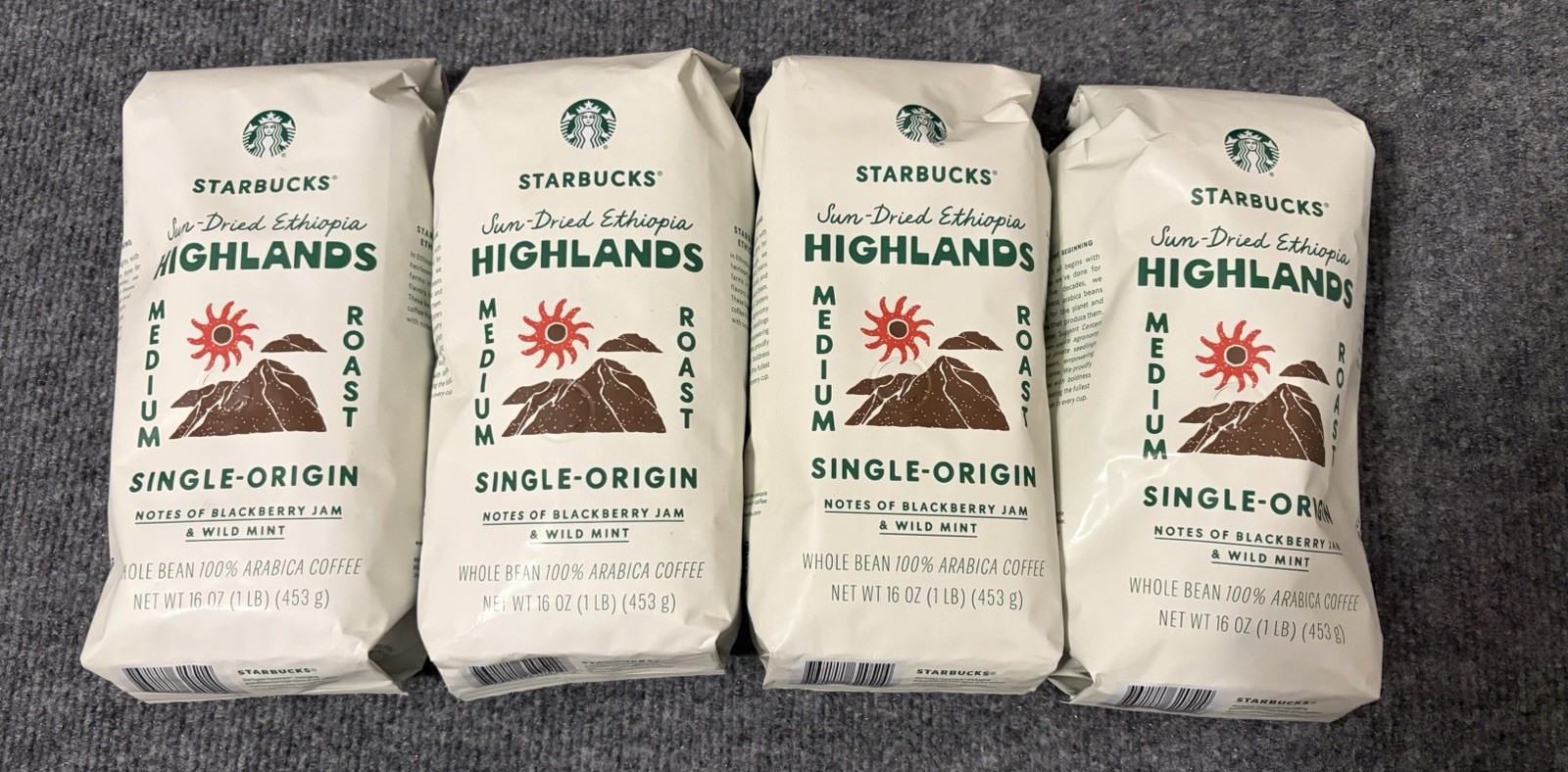 Starbucks SUN-DRIED ETHIOPIA Highlands Whole Bean Coffee 4 lbs Medium Roast