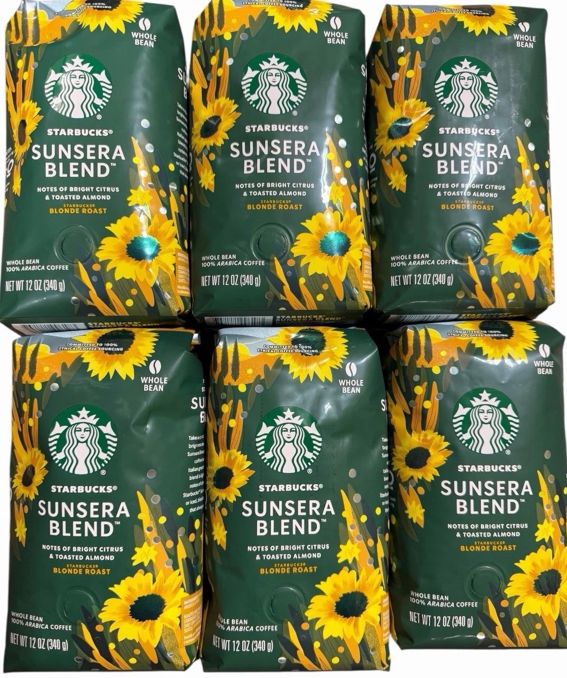 6 Bags Starbucks Sunera Blend Coffee Beans 12 Oz. Fresh Goods Expire 6/18/26