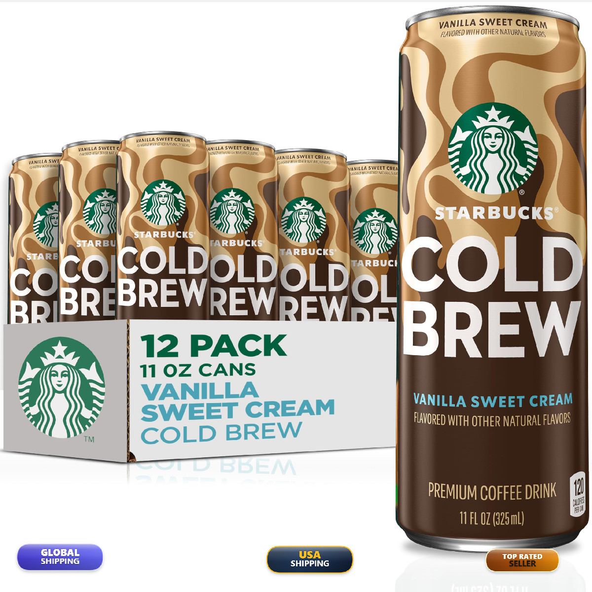 Starbucks Cold Brew Coffee Vanilla Sweet Cream 11 Fl Oz Cans 12 Pack Premium