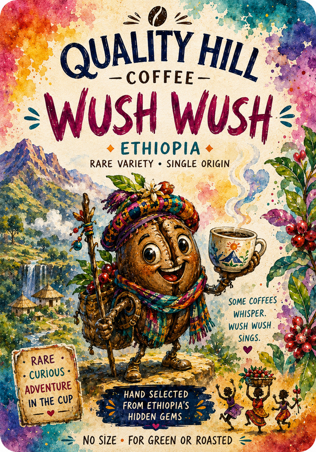 Rare Ethiopia Wush Wush Green Coffee 5 Pounds– Anaerobic Natural