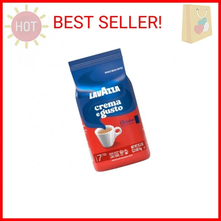 Lavazza Crema e Gusto Whole Bean Coffee, Medium Roast, Arabica and Robusta Blend