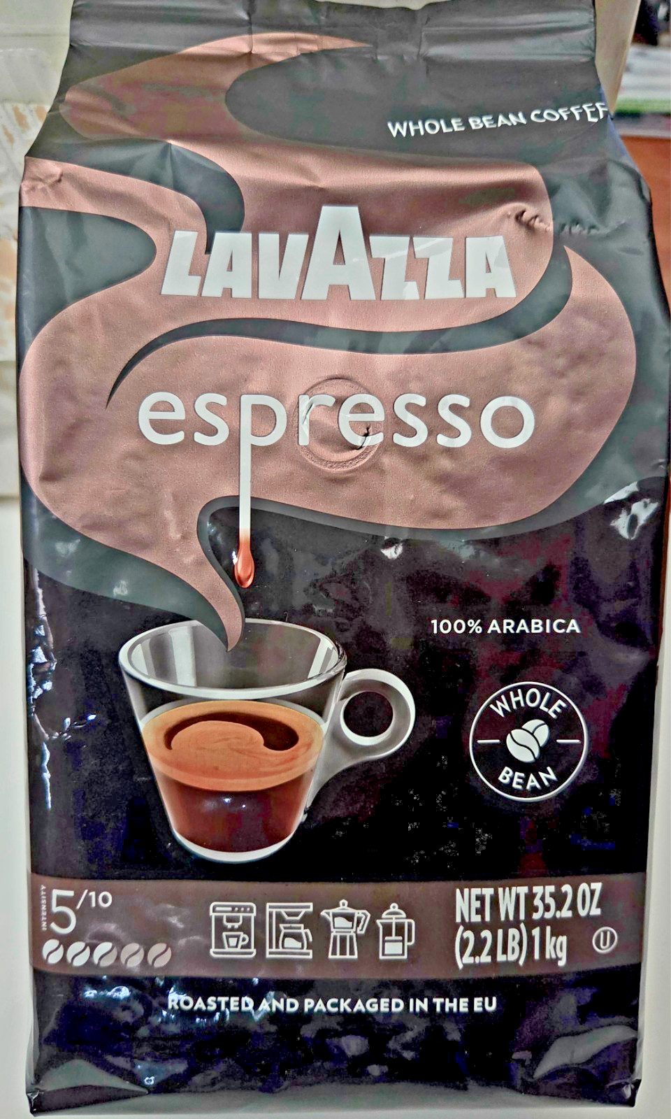 Lavazza Caffe Espresso 100% Premium Arabica Coffee, Whole Bean, 2.2 lbs