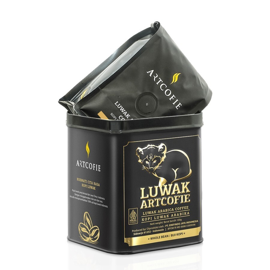 Artcofie Luwak Coffie Arabica Tin Box 100g Whole Bean