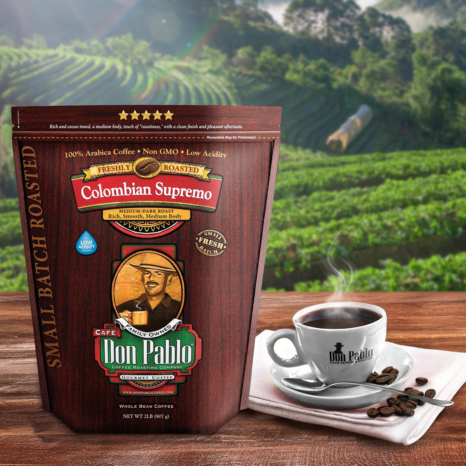 Don Pablo Colombian Supremo – Medium-Dark Roast – Whole 32 Ounce (Pack of 1)